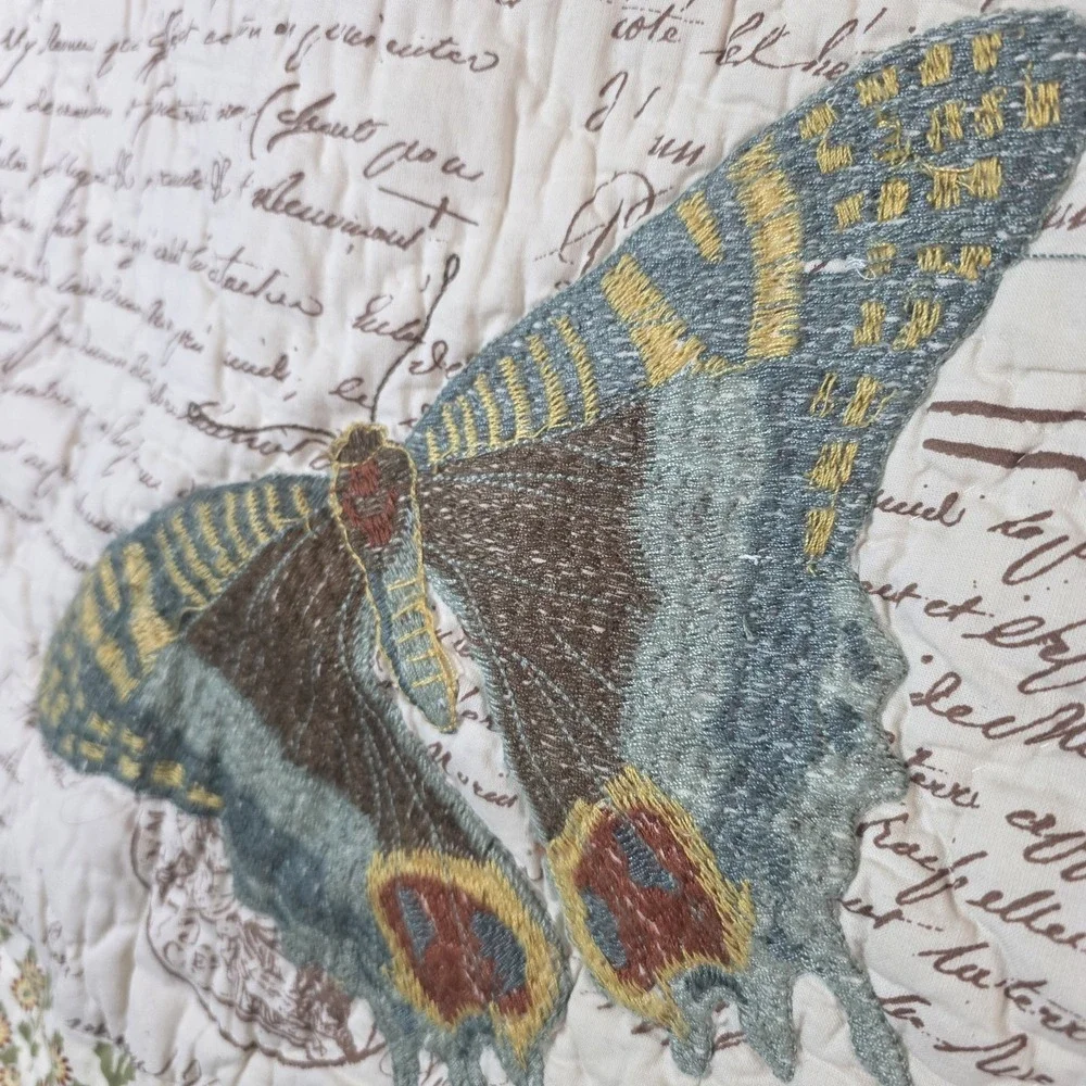 Pottery Barn Poppy Butterfly Embroidered Euro Sham 26